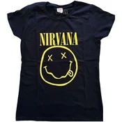 Nirvana Yellow Happy Face Navy Blue L Ženske Majica