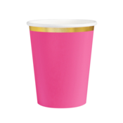 Papirnat kozarec fuksija Classic Gold 220 ml z zlatim robom, 6 kos