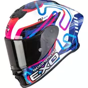 Scorpion EXO-R1 EVO II Air Cornering full face motociklisticka kaciga bijelo-plavo-roza