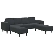 Vidaxl Dnevna soba kavč 3 szt. Črna 250 x 188 x 76 cm