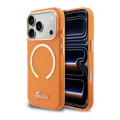 Maska Guess IML Script Metal MagSafe za iPhone 17 Pro narandzasta