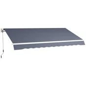 OUTSUNNY Sončna tenda 3.6x2.5 m z zložljivo roko, ročni zunanji senčnik iz aluminija in poliestrske tkanine, UV zaščita, za vrt, balkon, vrata, okna, temno siva
