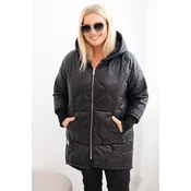 Kesi Włoski Plus Size womens quilted jacket with a hood black
