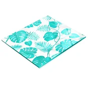 shumee Dekorativna kaljena steklena deska za rezanje s tropskimi listi 60x52 cm