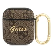 Guess 4G Script Metal Collection ovitek za AirPods, rjav
