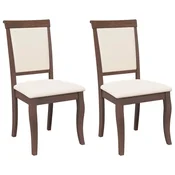 Vidaxl Jedilni stoli z blazinami 2 kosa Brown Solid Wood Rubber