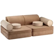 Rjava otroška sedežna garnitura iz rebrastega žameta 132 cm Settee – Wigiwama