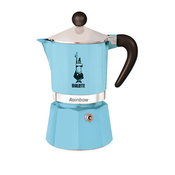 BIALETTI aluminijska kafetijera za 3 espresso šalice RAINBOW (moka pot), svijetlo plava