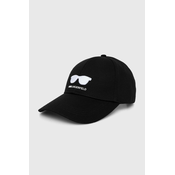 Bombažna bejzbolska kapa Karl Lagerfeld črna barva, 245W3418