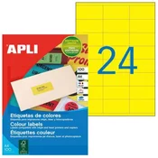 Barvne etikete 70x35mm APLI A4 100 listov fluo rumene