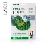COLORWAY fotopapir, obostrani, visoki sjaj 220 g/m2, A4, 20 listova (PGD220020A4)