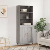 Greatstore Visoka komoda siva sonoma 69,5x34x180 cm inženirski les