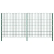 Vidaxl Ograjni panel s stebrički iz železa 349x200 cm zelen