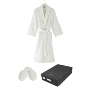 Unisex kopalni plašč MICRO COTTON v darilni škatli + copati M + copati (36/38) + darilno pakiranje Smetanasta