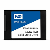 SSD WD Blue (2.5, 250GB, SATA III 6 Gb/s, 3D NAND Read/Write: 550 / 525 MB/sec, Random Read/Write IOPS 95K/81K)