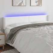 Vidaxl vidaXL Vzglavje postelje z LED diodo belo 183x16x78/88 cm umetno usnje