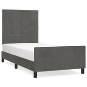 Vidaxl Posteljni okvir brez vzmetnice temno siv 90x190 cm žamet