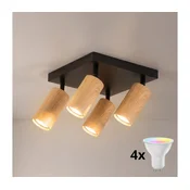 Brilagi - LED RGBW prigušiva spot svetiljka SELE SQUARE 4xGU10/6,5W/230V crna/hrast