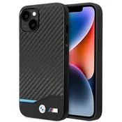 Ovitek BMW BMHCP14M22NBCK za iPhone 14 Plus 6.7 usnje Carbon črn