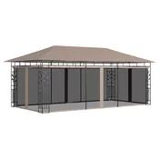 Sjenica s mrežom protiv komaraca 6x3x2,73 m smede-siva 180 g/m2