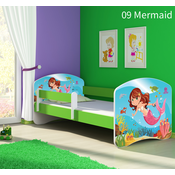 Dječji krevet ACMA s motivom, bočna zelena 160x80 cm - 09 Mermaid