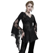 Gothic in punk ženska majica - Gothic Flared Sleeved Lace Splice Beaded - DEVIL FASHION - ETT027