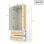 SONNENH Garderobna omara, 70 x 55 x 170 cm, les, bela, predali za shranjevanje, zaprti prostor za shranjevanje, za shranjevanje v spalnici