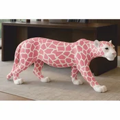 Casa Padrino Decorative Panther Sculpture White/Pink 160 x H. 72 cm - Decorative Figurine