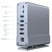 Gembird USB Type-CF 15-in-1 multi-port adapter A-CF-COMBO15-01 (USB hub, Type-CF, HDMI, DP, LAN,3,5)