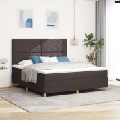 Vidaxl Postelja z vzmetnico z vzmetnico Temno rjava 180 x 200 cm blago