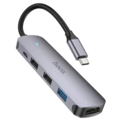 Hoco priklopna postaja HUB HB27 - 5v1 2x USB, HDMI 4K, USB-C PD 100W