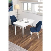 Hanah Home trpezarijski set Arp, sto i 2 stolice, bela ploca, teget tkanina Babyface