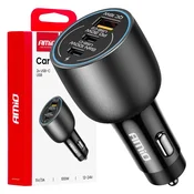 AMIO Avtomobilski polnilnik 2x USB-C + USB-A 12V 24V 100W -04371