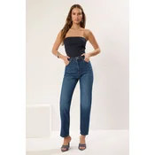 Trendyol Dark Blue High Waist Straight Jeans