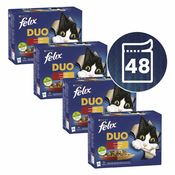 Vrečke FELIX Fantastic Duo, okusen izbor hran v želatini 48x85 g