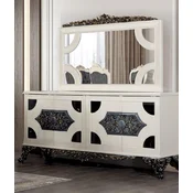 Casa Padrino luxury baroque sideboard with mirror white/blue/bronze - Luxury furniture in baroque style - Baroque furniture - Baroque furnishings - Noble & Magnificent