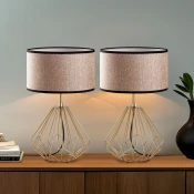 Opviq Set Stonih lampi Diamond-S-712, 25x25x43 cm, IP20, 2 komada, Zlatno-smede boje