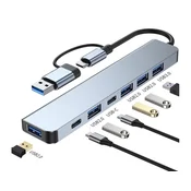 E-GREEN Adapter USB 3.0/USB 3.1 tip C (M) - USB 3.0 + 3 x USB 2.0 + 3.5mm audio + SD/TF + 1 x tip C (8 u 2)