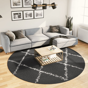 vidaXL Cupavi moderni tepih s visokim vlaknima crni i krem O 240 cm