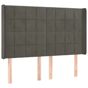 Vidaxl Vzglavje z ušesi temno sivo 147x16x118/128 cm žamet