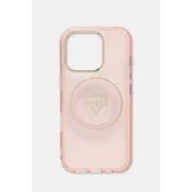 Ovitek Guess IML Metal Mountain Logo MagSafe ovitek za iPhone 16 Pro rožnat (GUHMP16LHFGTMSLSP)