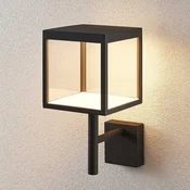 Lucande LED stensko svetilo Cube, antracit, steklo, 37cm, IP54 - Sodobni - antracitna, prozorna - Kovina