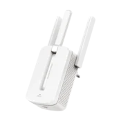 Mercusys Podaljševalnik dosega Wi-Fi 300 Mb/s SPEED: 300 Mb/s pri 2,4 GHz SPECIFIKACIJA: 3 × fiksne zunanje antene, vtičnica na steni FUNKCIJA: WPS/Rese