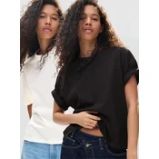 Bershka Majica  črna / volneno bela