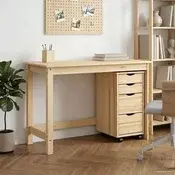 vidaXL Miza in premična omarica MOSS 2 pcs Rjava