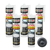 IsolBau Sanitarni silikon antracit Sanitär Silikon 5 x 300ml