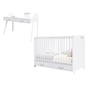 Lettino Krevetac za bebe sa fiokom 2u1 Luna 120x60cm, Beli