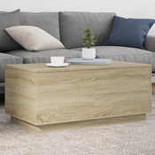 vidaXL Klubska mizica z LED lučkami sonoma hrast 90x50x40 cm