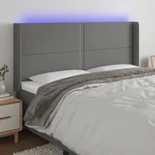 Vidaxl vidaXL Vzglavje postelje z LED diodo temno sivo 183x16x118/128 cm blago