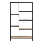 Črn/naraven regal v hrastovem dekorju 80x146x35 cm Altino – Unique Furniture